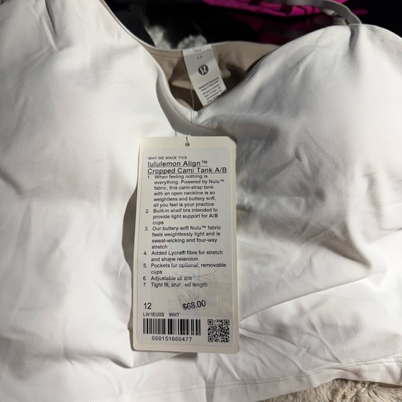 Lululemon align cropped Cami tank  A/B size 12 white NWT - Picture 10 of 12